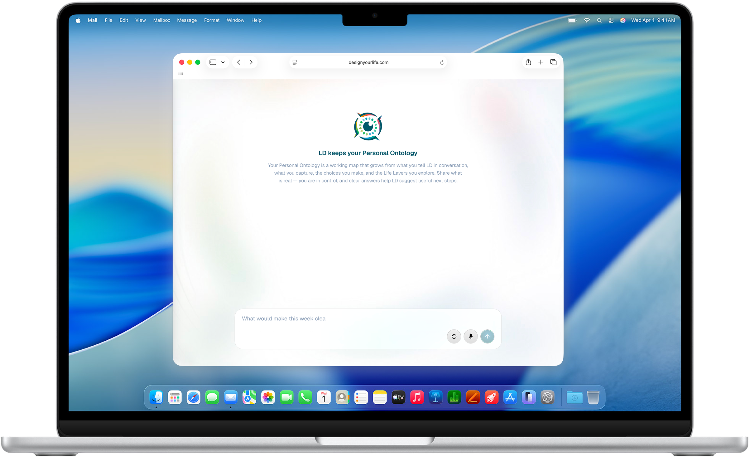 Life Design OS on a MacBook Pro — member app preview